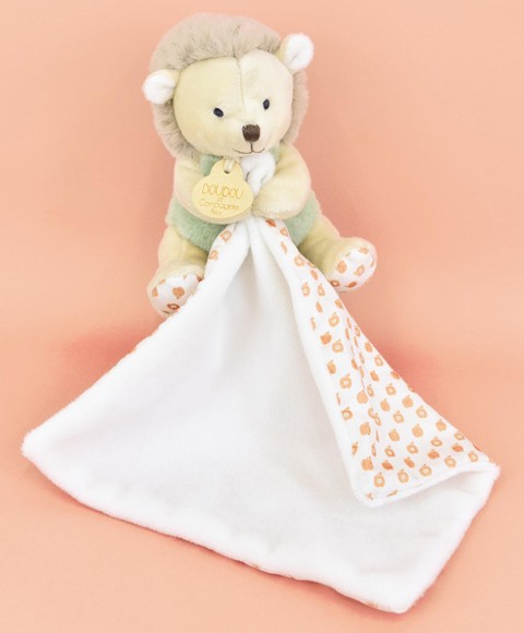 peluche herisson vert avec  mouchoir