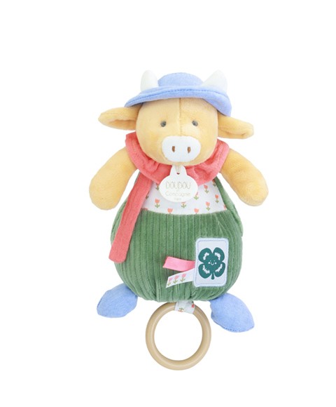 Boite à musique avec anneau à tirer Vache  - 20 cm