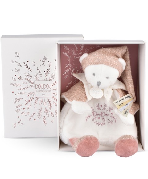 Doudou Ours cape Rose - 25 cm