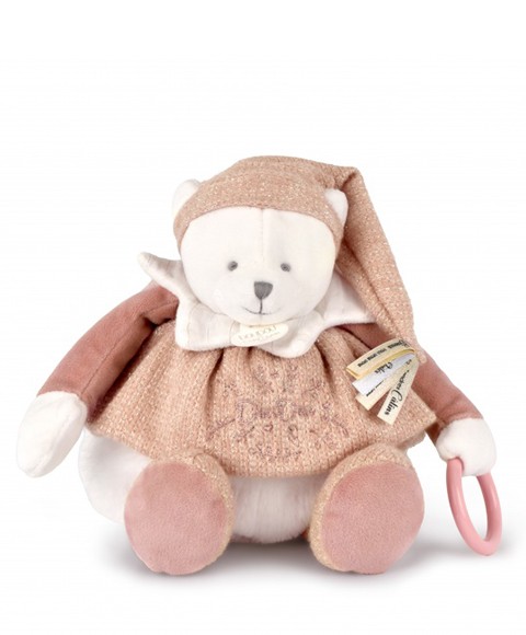 Peluche eveil Bébé Ours Rose - 30 cm