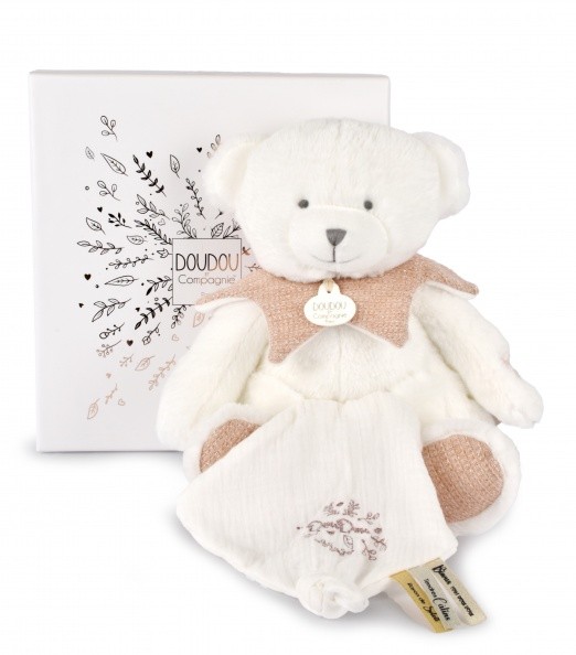 Doudou mouchoir ours Rose - 30 cm