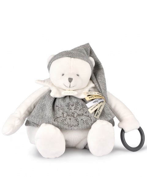 Peluche eveil Bébé Ours Gris - 30 cm