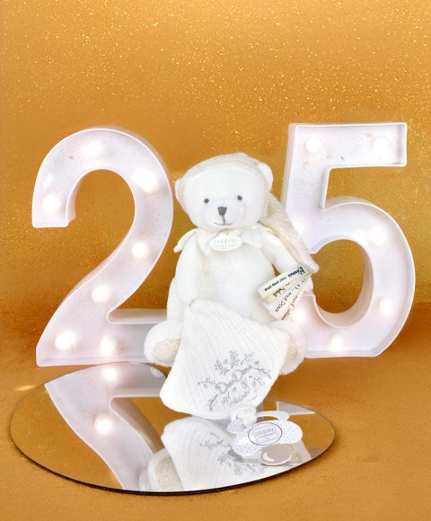 Ours Blanc en peluche attache-sucette - 20 cm