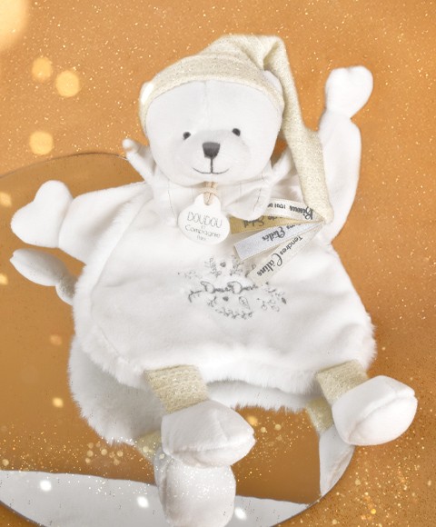 Doudou Ours cape Blanc - 25 cm