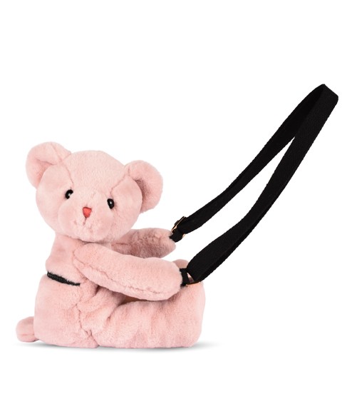 Sac bandouliere - Ours en peluche rose - 30 cm