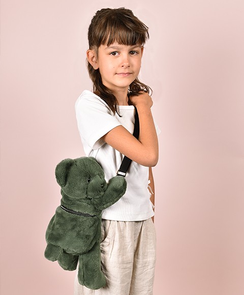 Sac bandouliere - Ours en peluche Vert Kaki - 30 cm