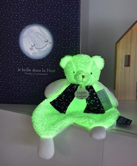 Doudou plat Ours Luminescent - 26 cm - Clair de Lune