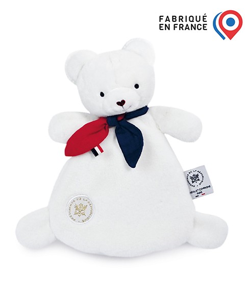 Doudou plat  ours blanc en collaboration avec Elysée