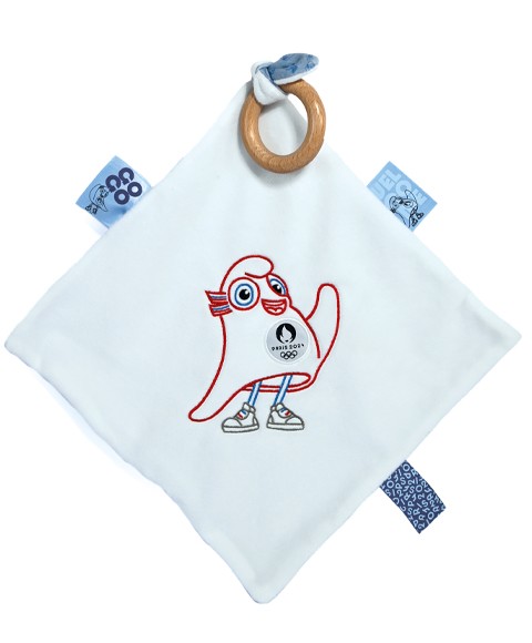 doudou plat blanc mascotte jeux olympiques paris 2024 brodée