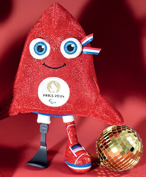 Mascotte Jeux Paralympiques Edition limitée maille lurex fabriquée en France - 29 cm