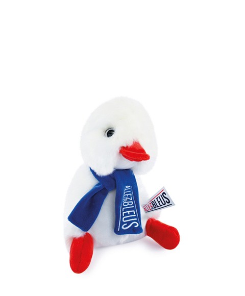 Allez les Bleus - Peluche poussin Cocorico blanc avec écharpe supporter - 20 cm