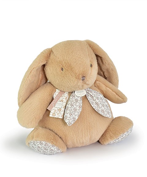 Grande peluche lapin beige avec foulard imprimé