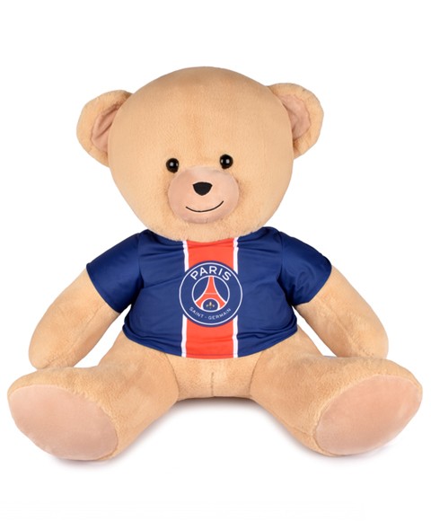 Ours en peluche geant miel avec maillot PSG - 60 cm