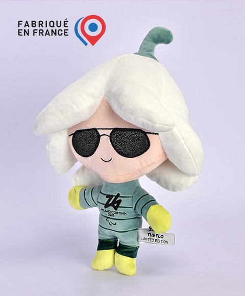 Peluche Mascotte FASHION FLO - Jeux Paralympiques Milano-Cortina 2026 fabriquée en France - Edition limitée - 30 cm