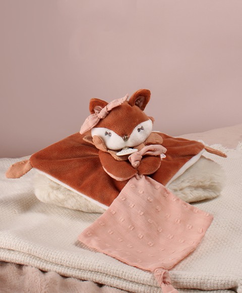doudou plat renard roux et rose