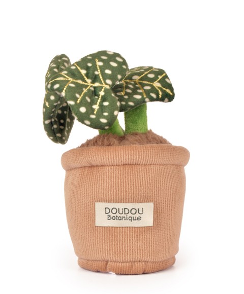 Peluche fleur avec feuilles à pois jaunes - 9 cm- Botanique