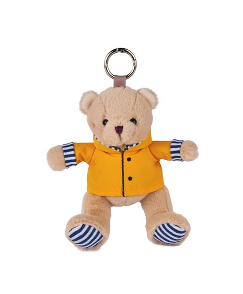 Peluche porte-clé Ours Marin avec ciré jaune - 15 cm