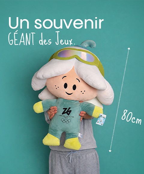 Peluche Géante Mascotte SPORT FLO - Jeux Olympiques Milano-Cortina 2026 - 80 cm