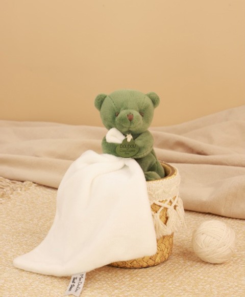 DOUDOU mouchoir ourson - Vert DC4357