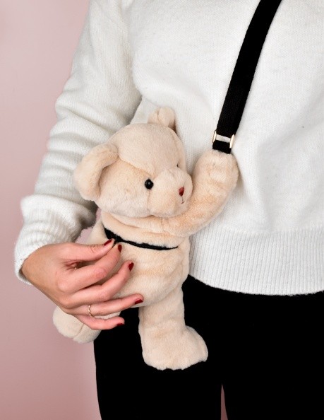 Sac bandouliere  peluche ours beige - DC4378