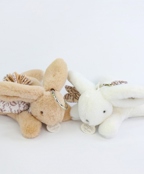 DC4370 Lapin DOUDOU® - Porte-clés - Blanc et beige