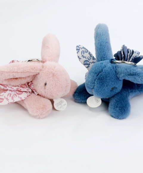 Lapin DOUDOU® - Porte-clés  duo bleu Rose DC4370
