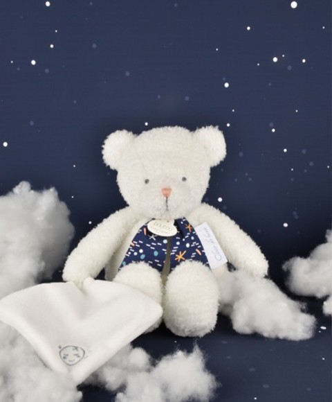 Peluche ours luminescent avec mouchoir  - 28 cm - Clair de Lune- DC4318.jpg