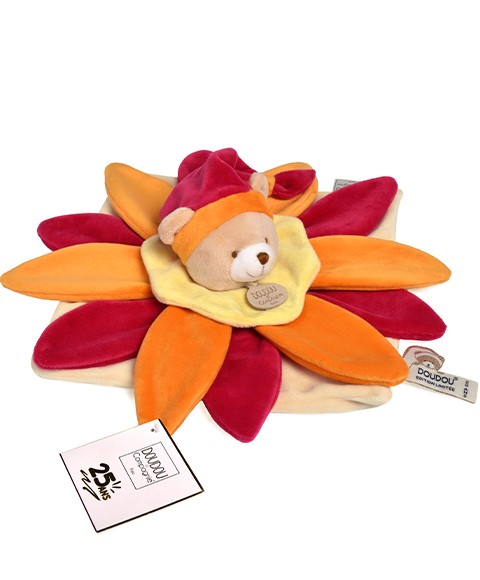 Doudou Fleur Collector Jaune/Orange- 25 cm - Réédition limitée et numérotée