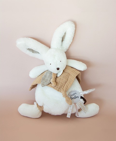 DC3740-Coffret Doudou plat Lapin beige - Happy Wild - 25 cm