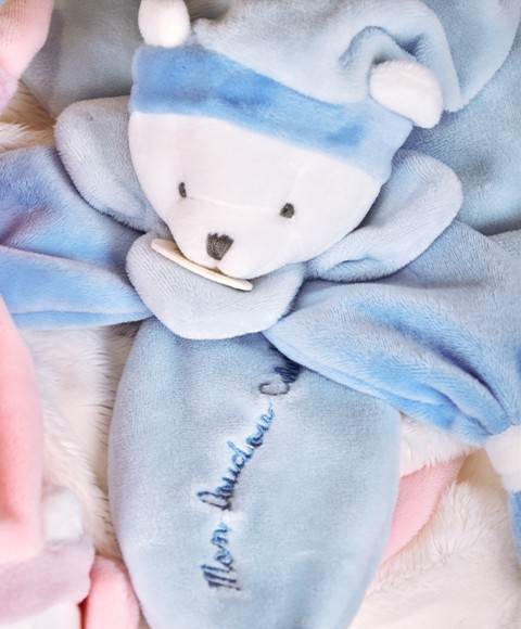 DC2921-41.jpg  Doudou plat Ours Collector bleu - 24 cm