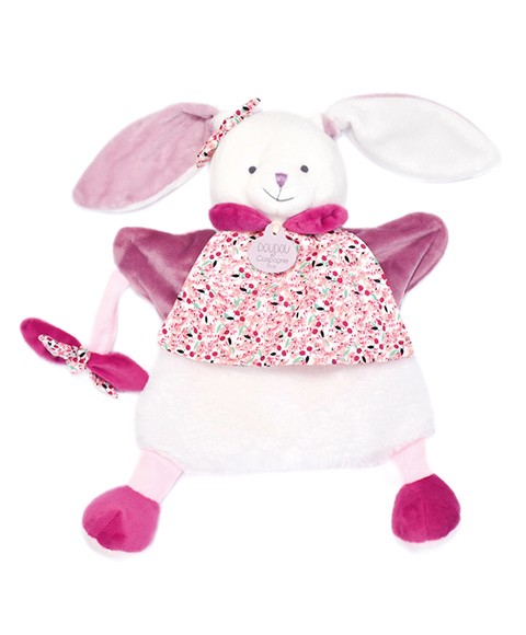 Marionnette à main Lapin Cerise rose - 28 cm