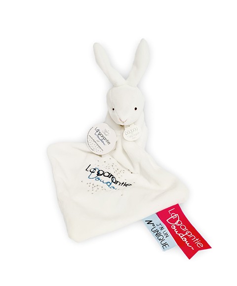 DC3423-Petite peluche lapin avec Doudou mouchoir - 15 cm