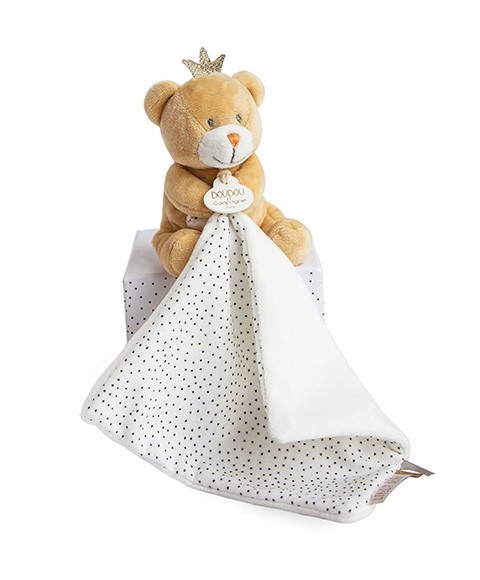 DC3515-Doudou ours mouchoir marron Petit Roi - 10 c