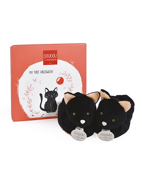 DC3891-Chaussons bébé forme Chat noir - 0-6 mois