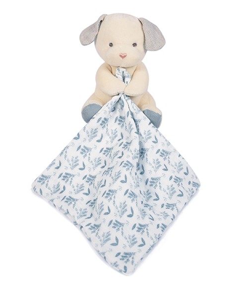 DC3963-Doudou mouchoir chien bleu en coton BIO -15 cm