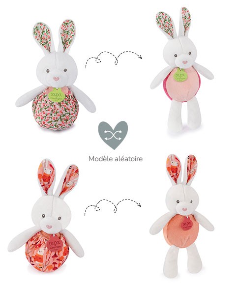 DC4053-Doudou lapin transformable en balle rose