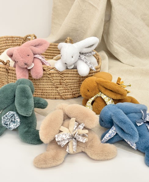 Lapin DOUDOU® - Peluche lapin Bleu - 25 cm - DC4141.jpg