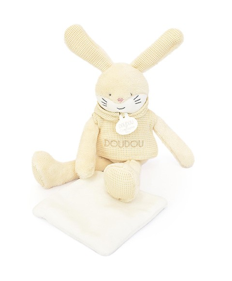 Doudou Lapin beige avec mouchoir - Sweety - 25 cm- DC4186.jpg