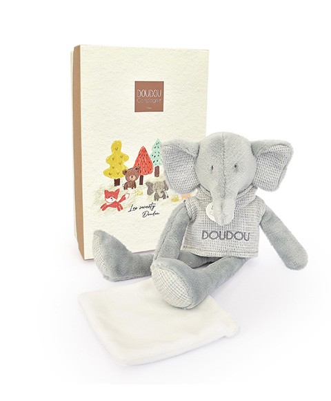 Doudou Elephant gris avec mouchoir - Sweety - 25 cm - DC4188-1.jpg