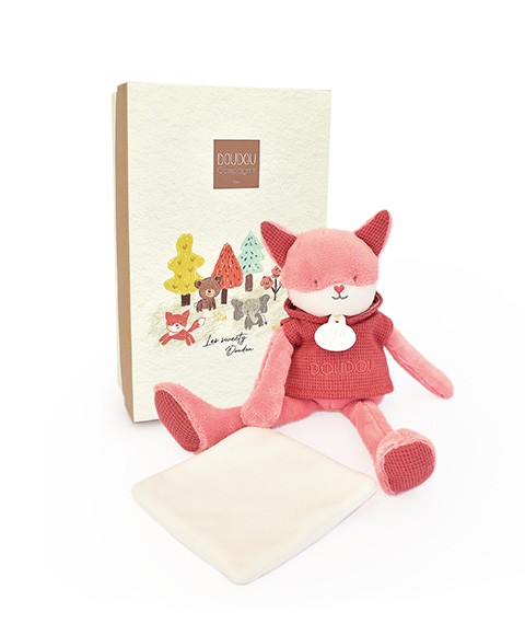 Doudou Renard rose avec mouchoir - Sweety - 25 cm- DC4189.jpg