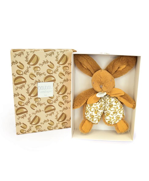 Doudou lapin Jaune moutarde - Doudou plat -18 cm- DC4193.jpg