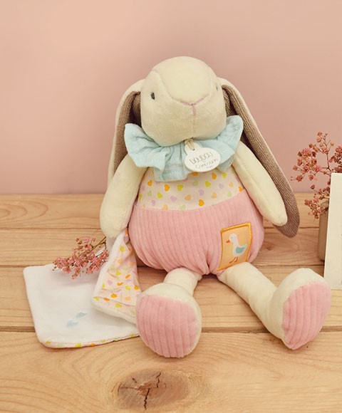 Peluche lapin rose avec son doudou - LAPIN CIBOULETTE - 28 cm- DC4208-2.jpg