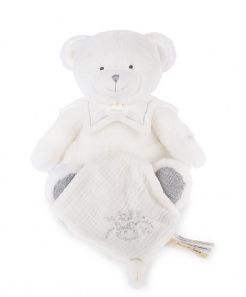 DOUDOU 25 ANS - OURS GRIS collector Pantin avec doudou mouchoir