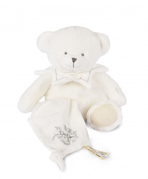 DC4344 DOUDOU 25 ANS - OURS BLANC Pantin avec doudou mouchoir
