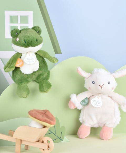 DOUDOU de la ferme  Peluche grenouille