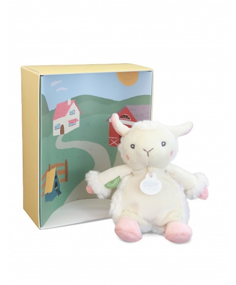Peluche mouton - 17cm - DOUDOU de la ferme avec boite sonore DC4358