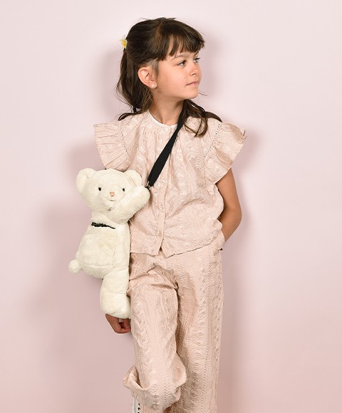 Sac bandouliere - Ours en peluche beige - 30 cm