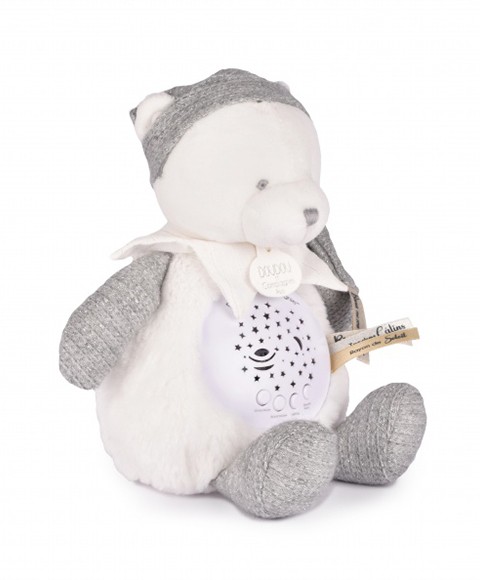 dc4581 veilleuse ours gris musicale projection d'étoile