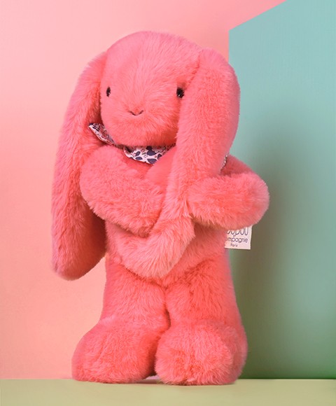 Peluche Lapin rose corail - DC4596.jpg