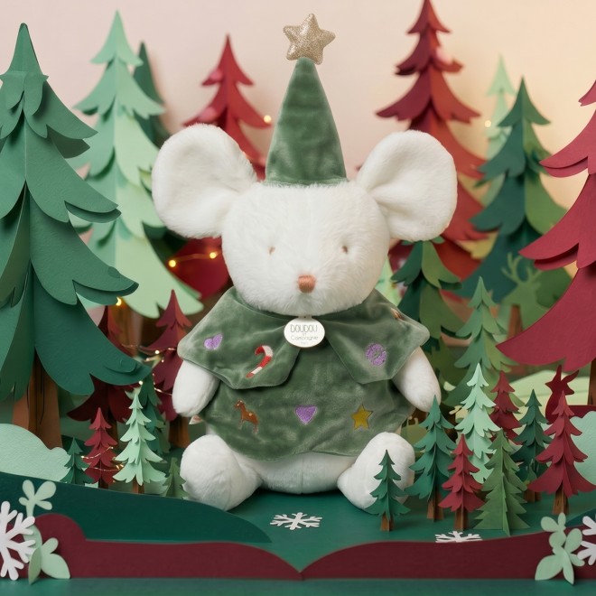 Peluche Souris de Noël - 40 cm - ambiance Noël